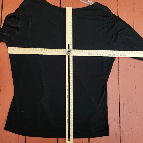 FLAX by Jeanne Englehart Women's Top Large Black Stretch Long Sleeve Minimalist - Picture 8 of 11